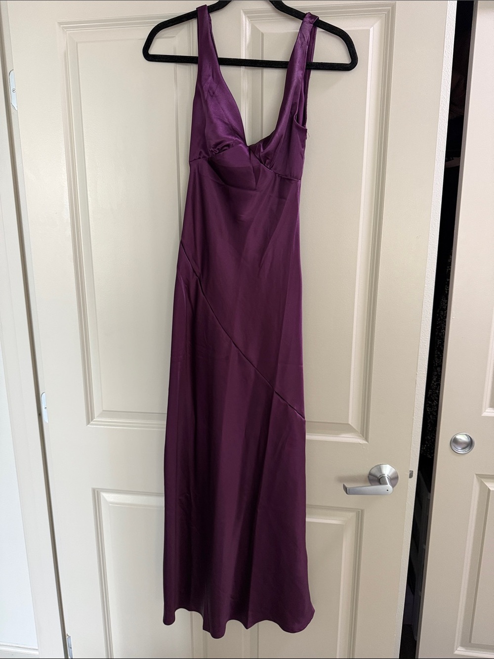 Elegant Plum Satin Maxi Dress